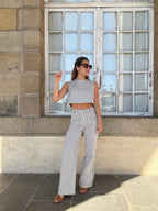 Pantalon Rayé Marin Bleu