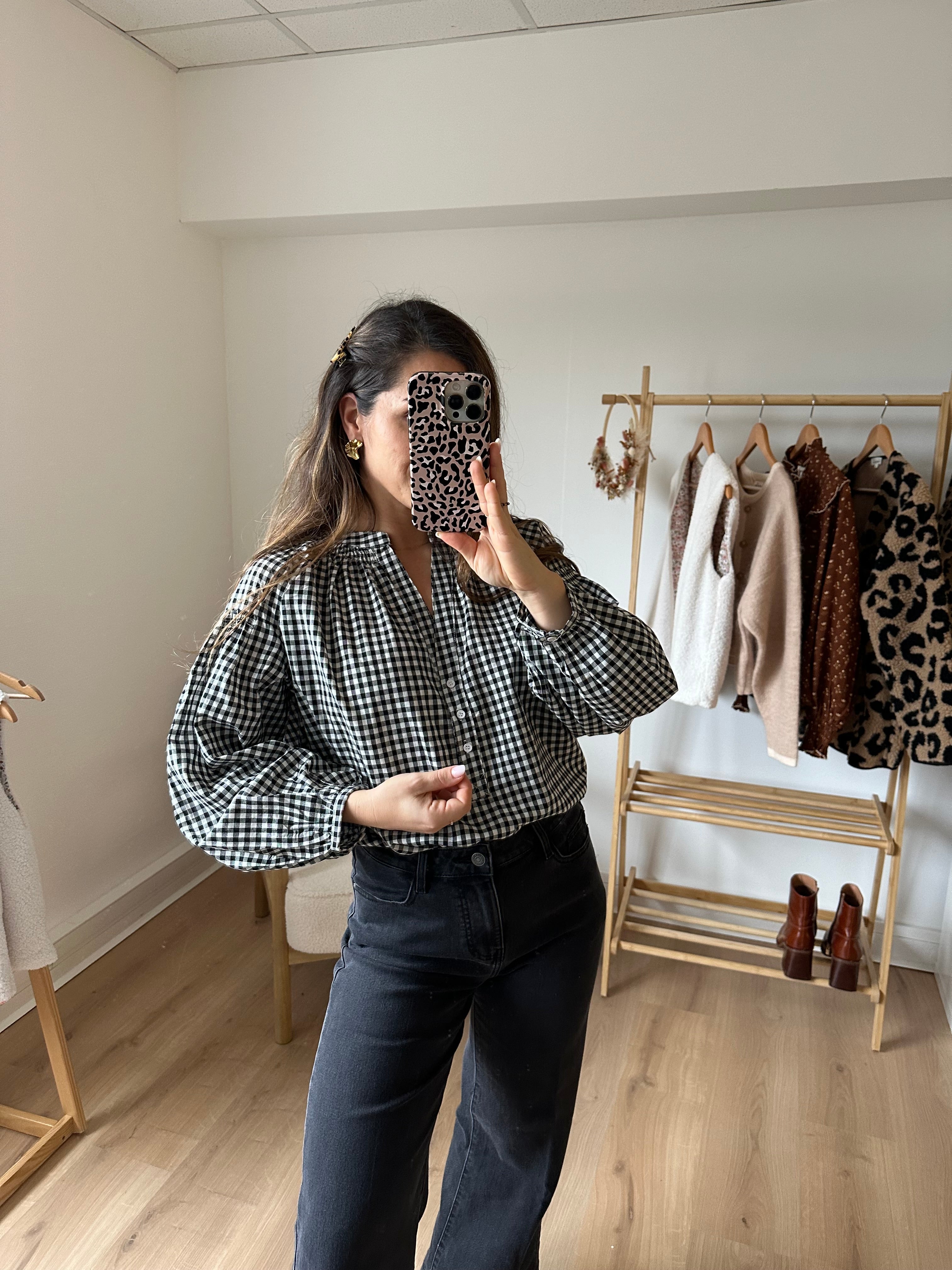 Blusa Vichy Negra Clothilde
