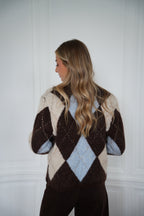 Gilet Losanges Elma - Chocolat/Bleu
