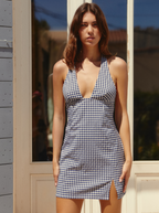Vestido de cuadro vichy azul