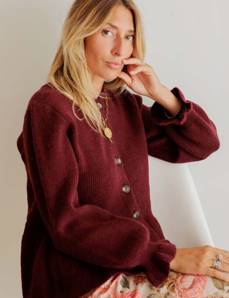Bordeauxrød Cardigan Edwin