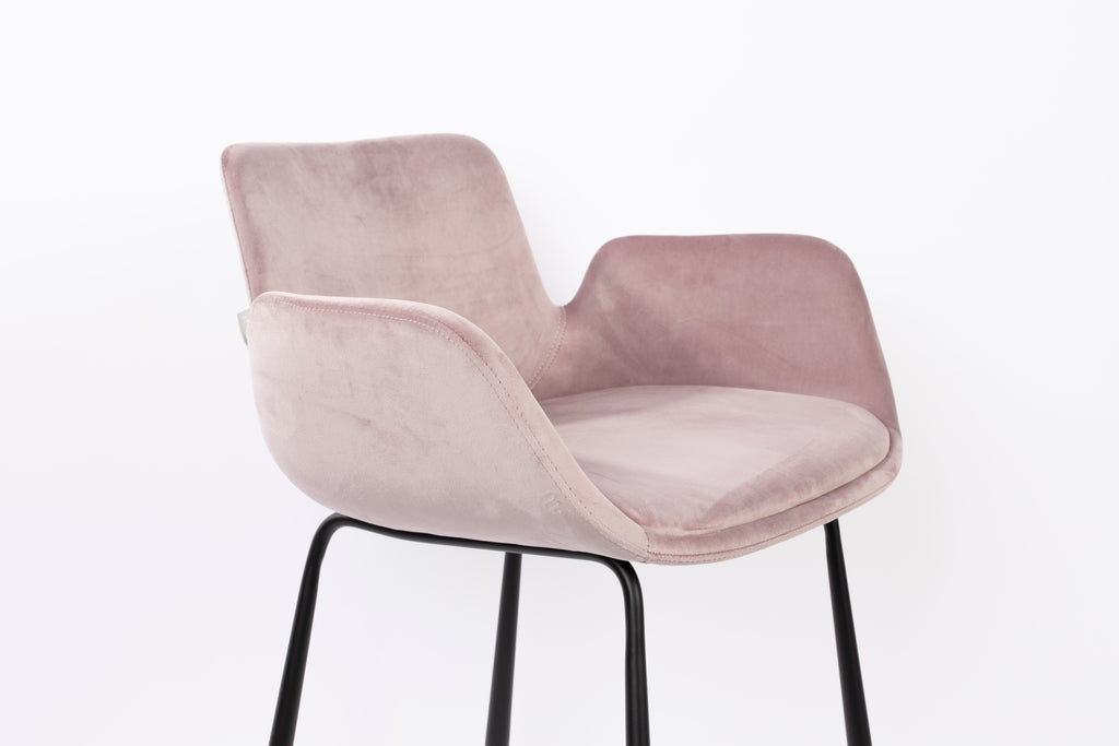 Brit - Lote de 2 Taburetes de Bar & de Mostrador - Poliéster - Rosa