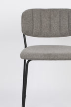 Jolien - Tabouret de comptoir - Tissu - Noir/Gris