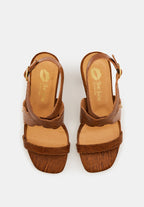 Sandales Octavie-Cuir Lezard Cognac
