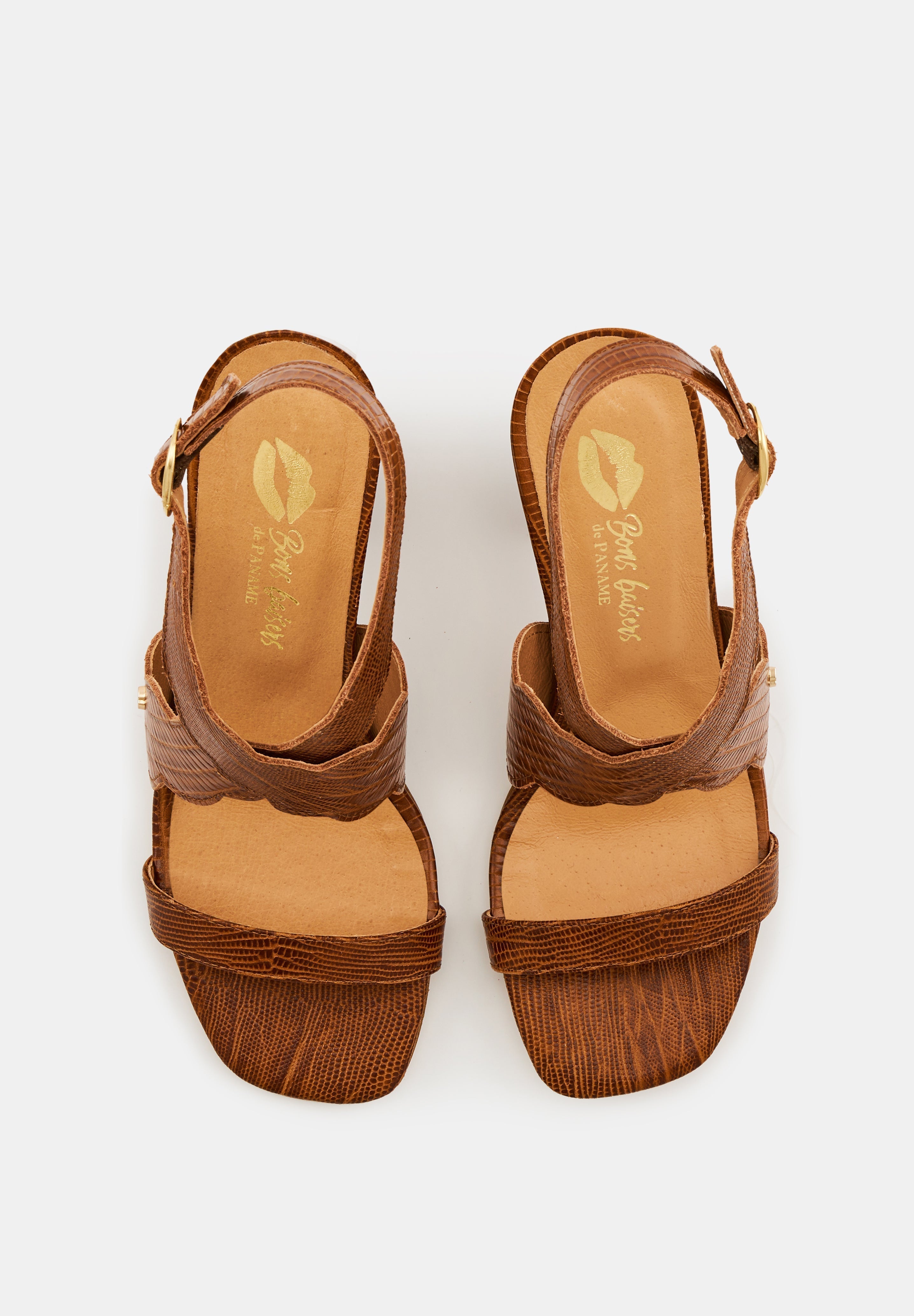 Sandales Octavie-Cuir Lezard Cognac