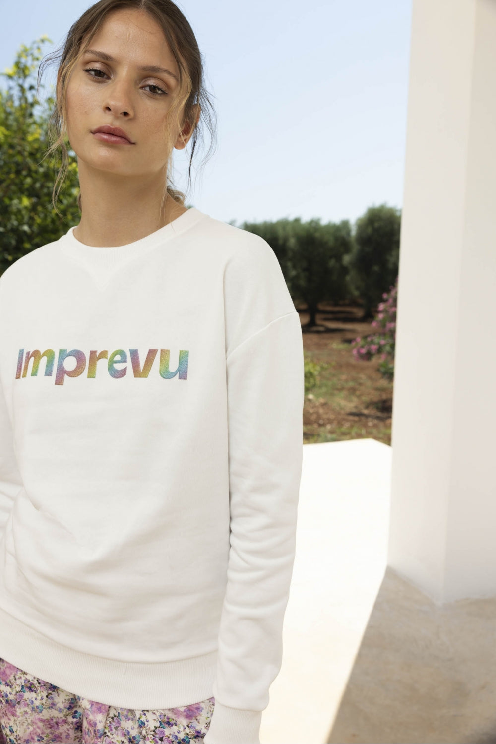 Sweatshirt Dario Arc En Ciel - Blanc