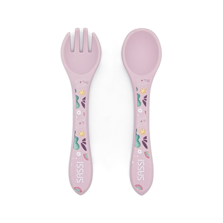 Kit de tenedor y cuchara de silicona - El unicornio