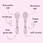 Kit de tenedor y cuchara de silicona - El unicornio
