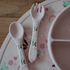 Kit de tenedor y cuchara de silicona - El unicornio