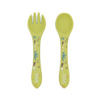 Kit de tenedor y cuchara de silicona - El dinosaurio