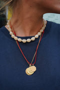 Chunky beige bead necklace