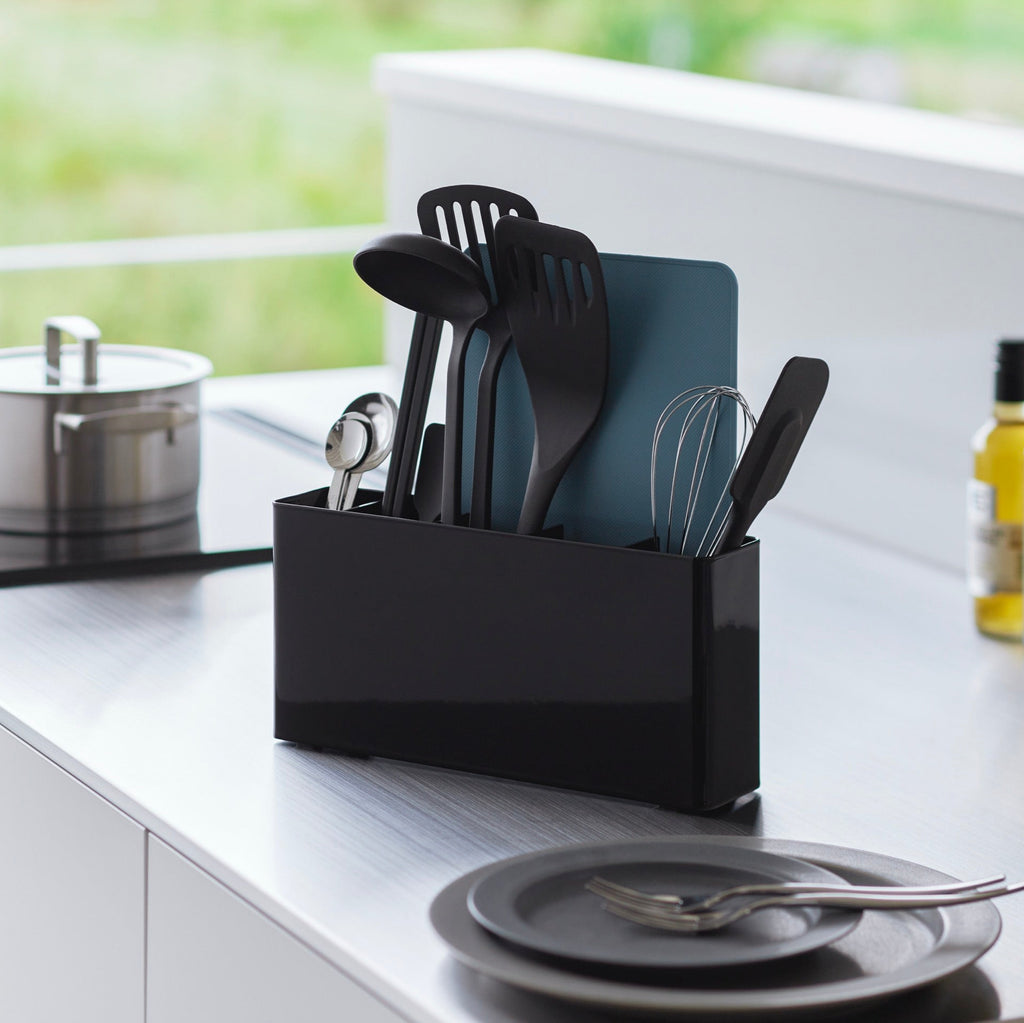 Kitchen Utensil & Chopping Board Stand - Tower - Black