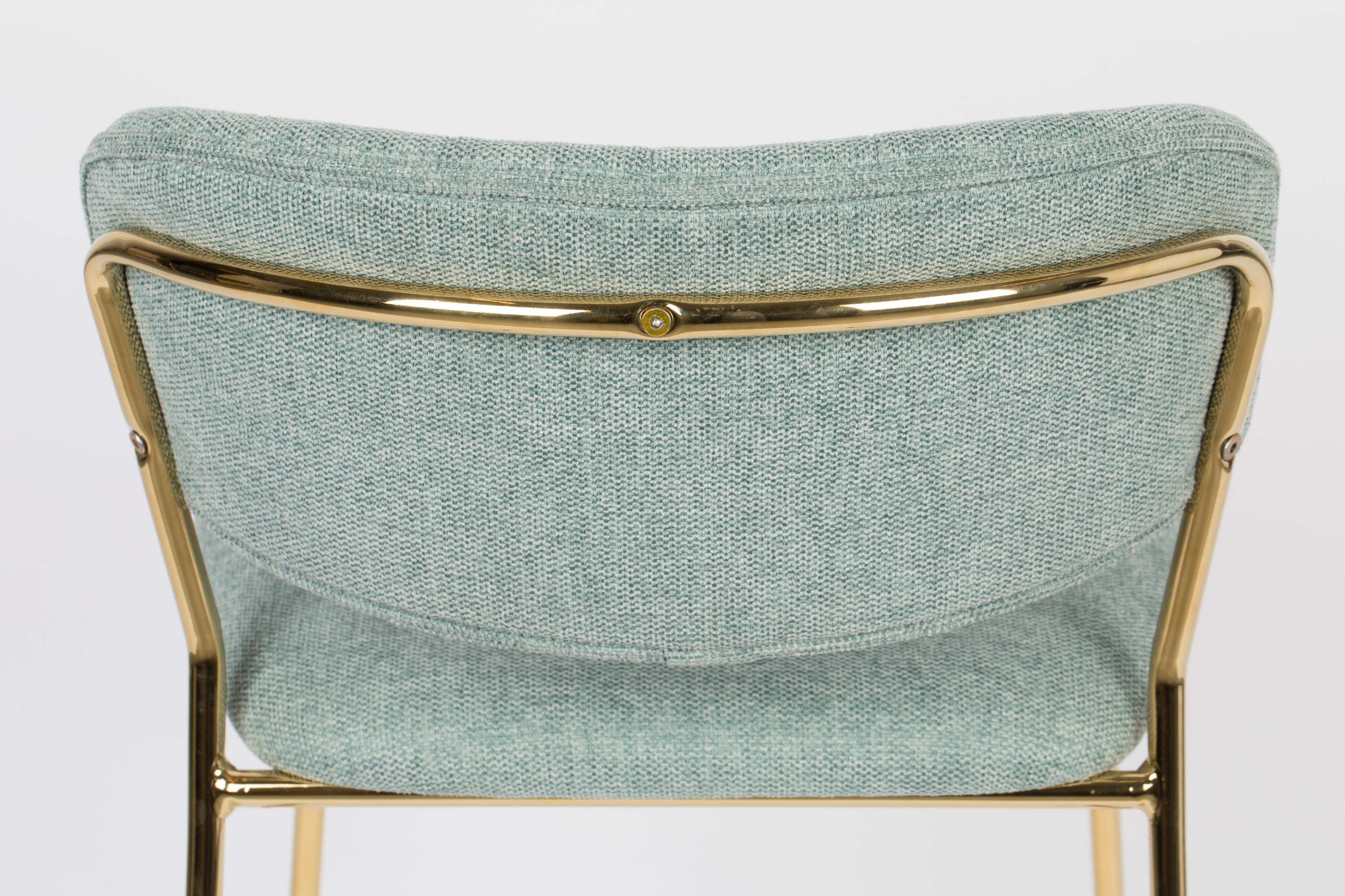 Jolien - Set of 2 Bar & Counter Stools - Fabric - Gold/Light Green