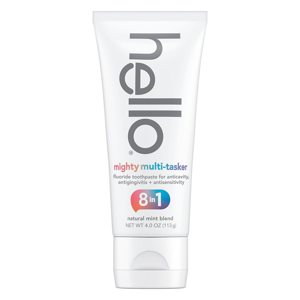 Hello Mighty Multi-Tasker Fluoride Toothpaste Help Strengthen Enamel Prevent Cavities and Sensitivity Natural Mint Blend 4.0Oz (113g)