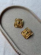 Vintage Earrings - Textured Gold Rectangles