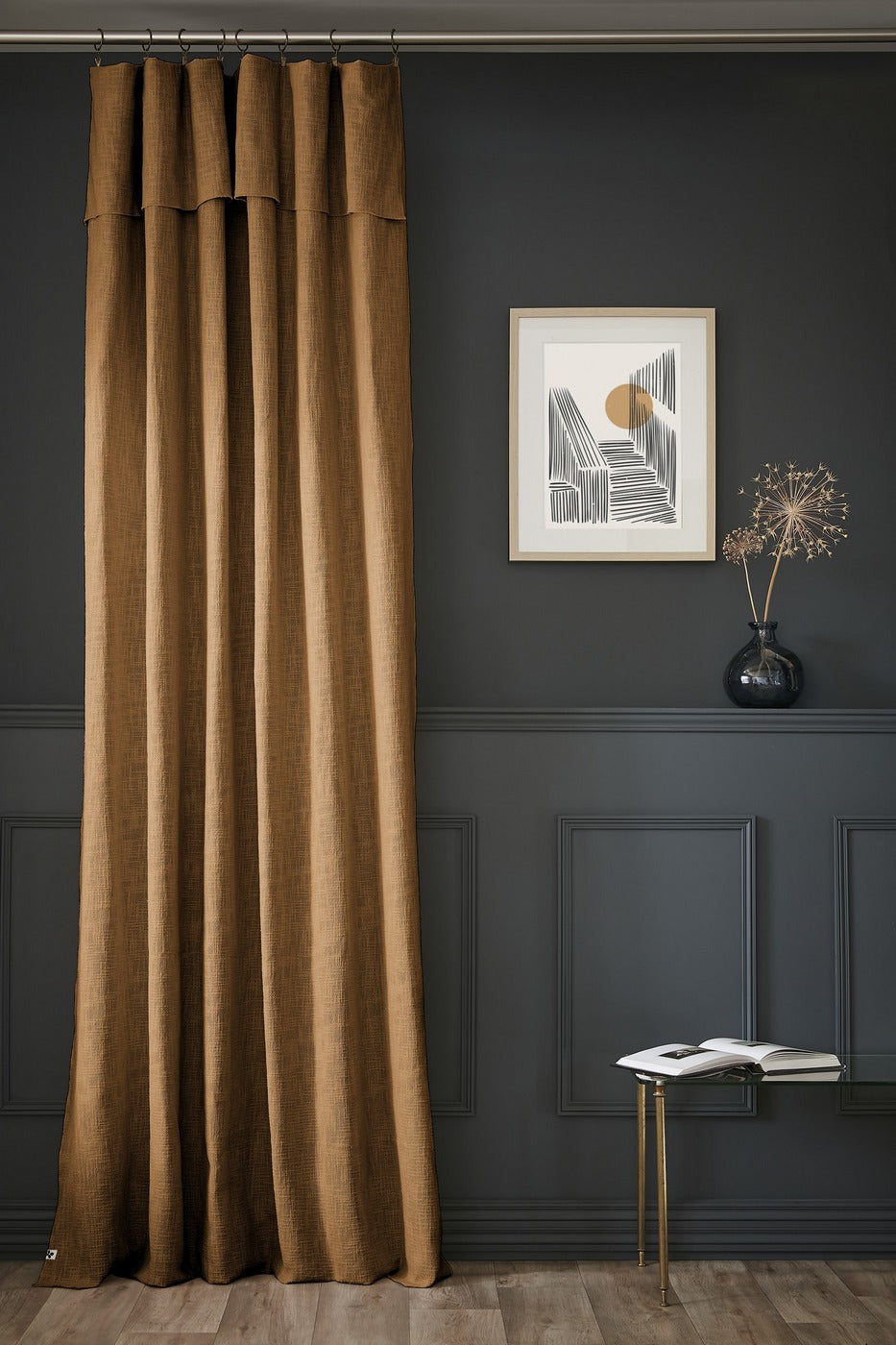 Slub Sixtine - Adjustable Curtain + Rings - Cotton - Camel