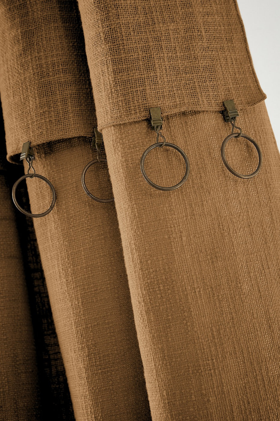 Slub Sixtine - Adjustable Curtain + Rings - Cotton - Camel