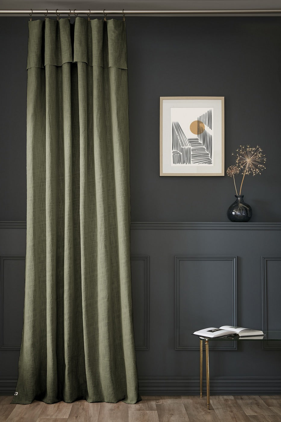 Adjustable Curtain + Rings - Cotton - Slub Sixtine - Thyme