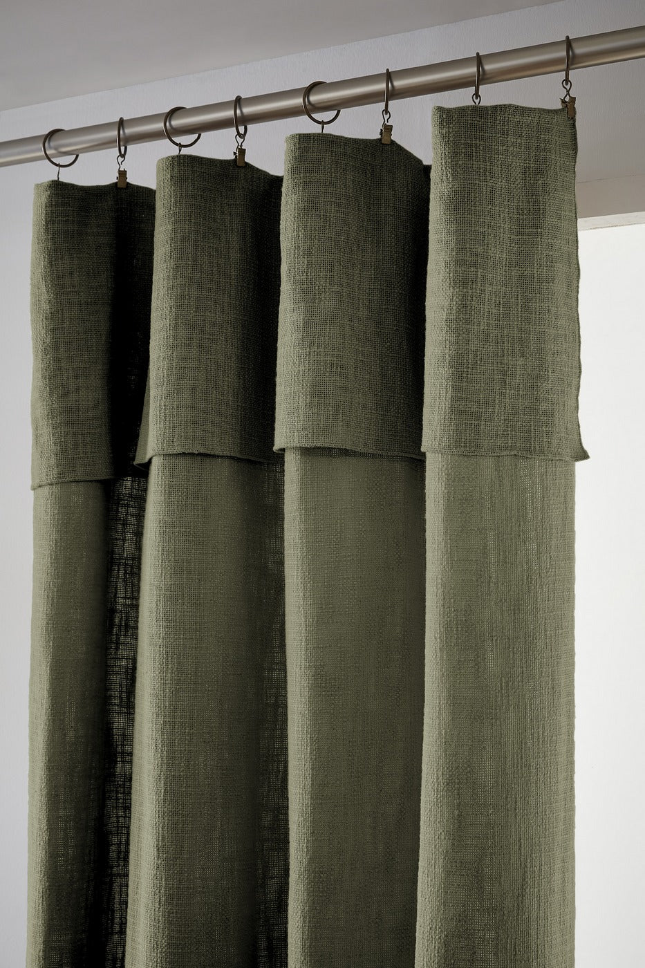 Adjustable Curtain + Rings - Cotton - Slub Sixtine - Thyme