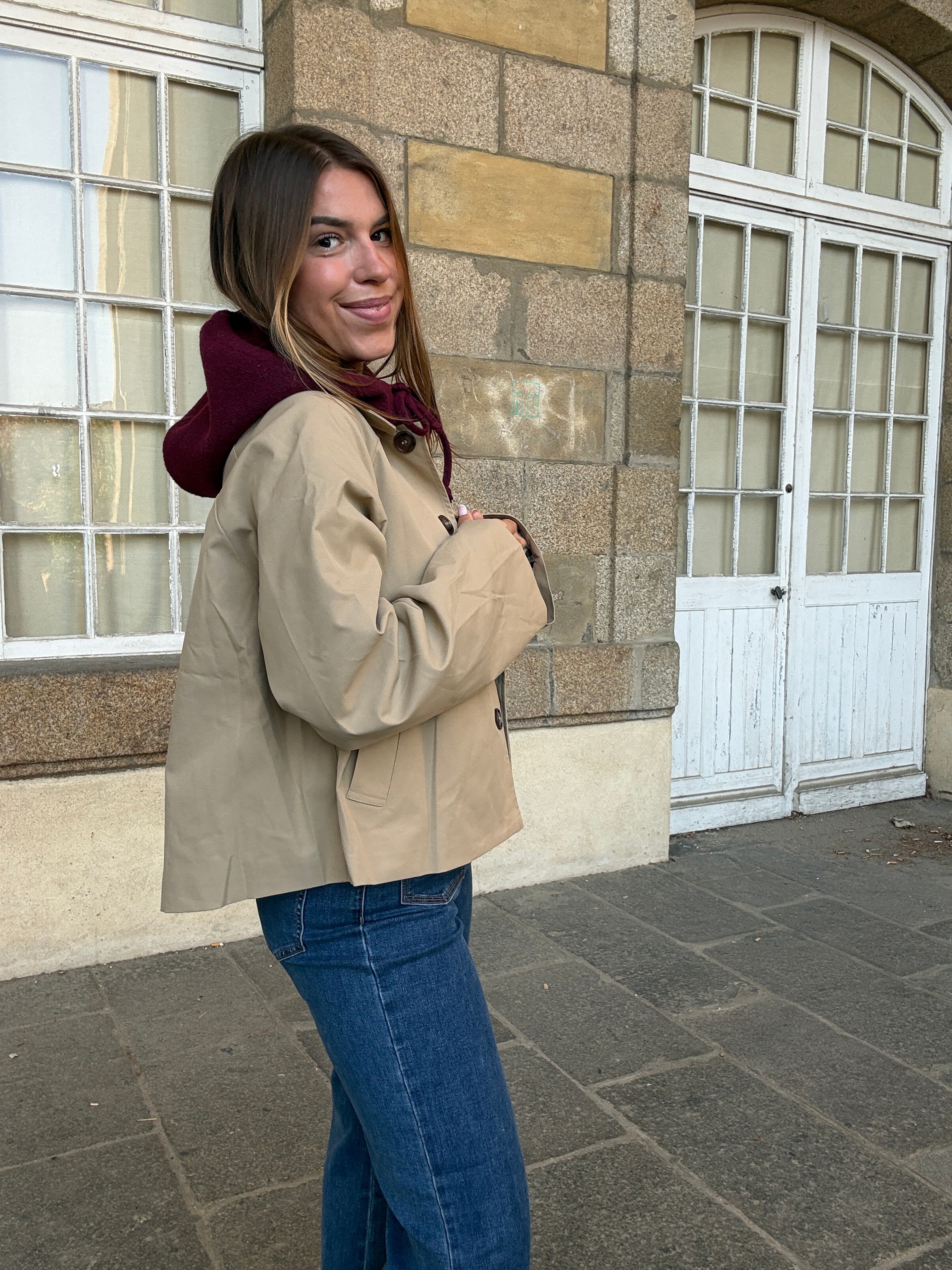 Cagoule En Laine Et Cachemire Bordeaux