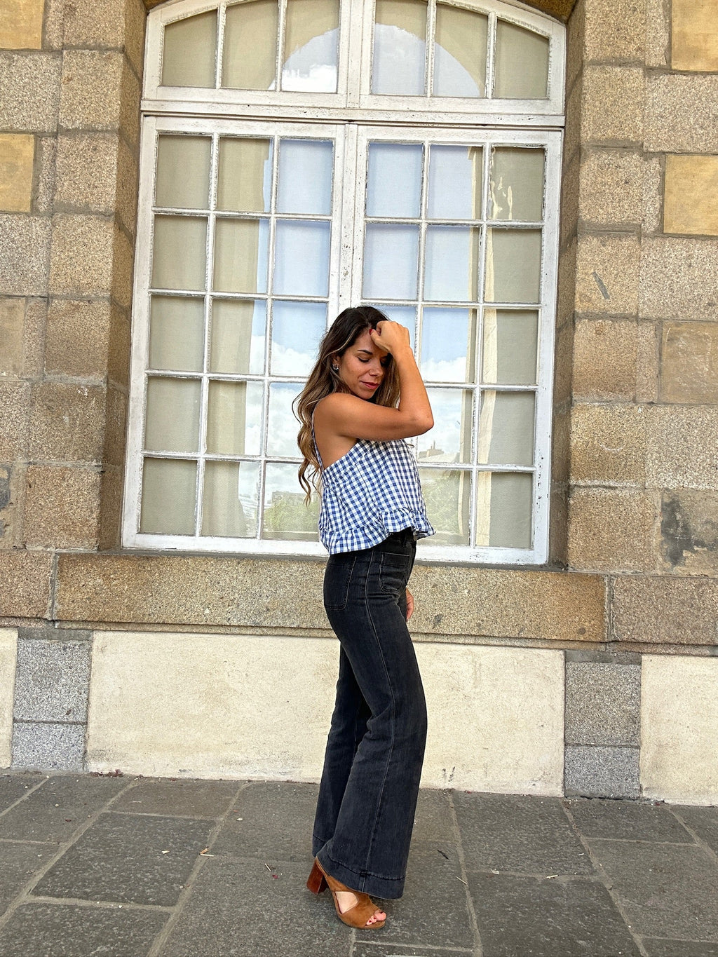 Top Callie Vichy Azul Marino