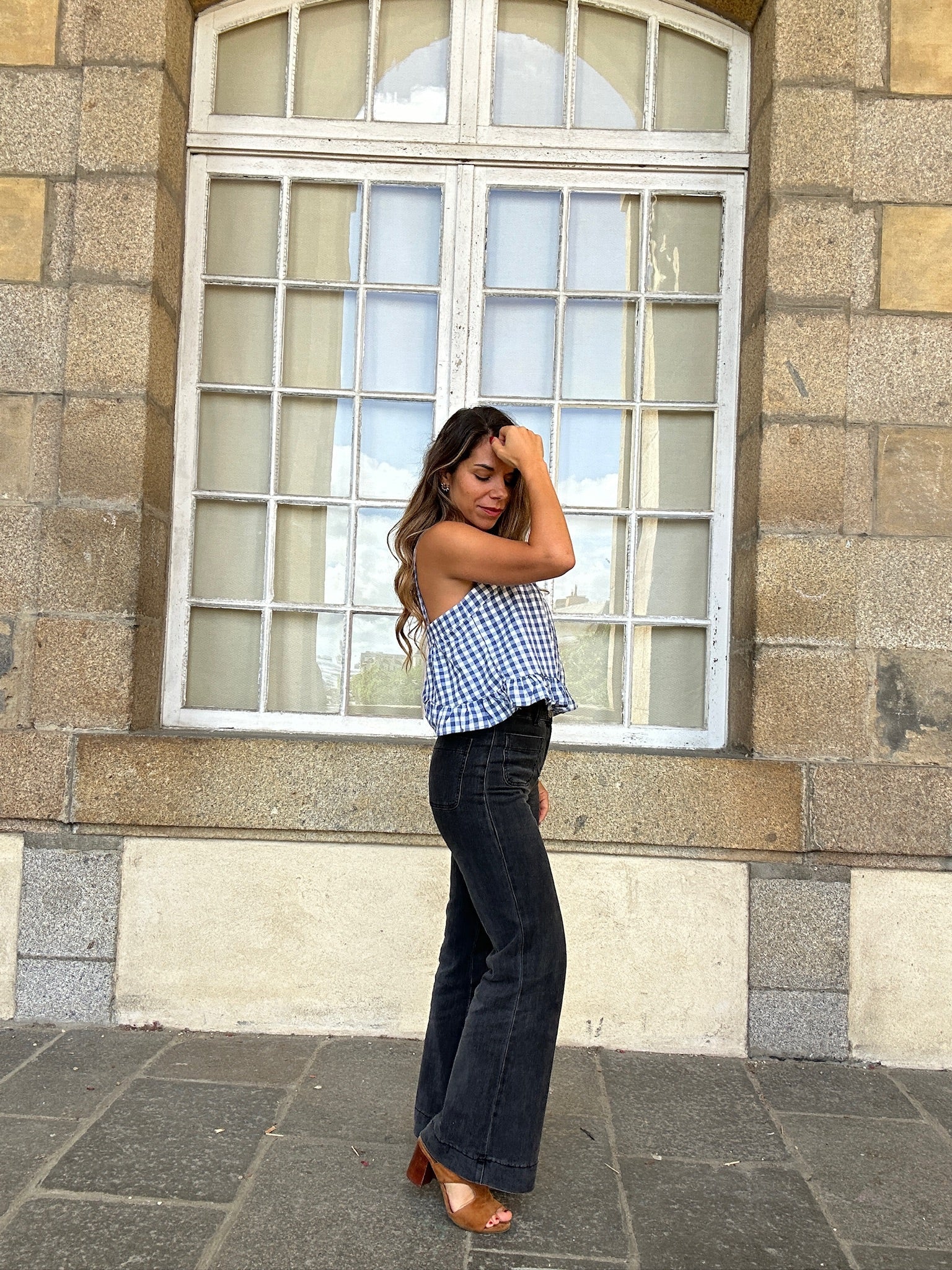 Top Callie Vichy Azul Marino