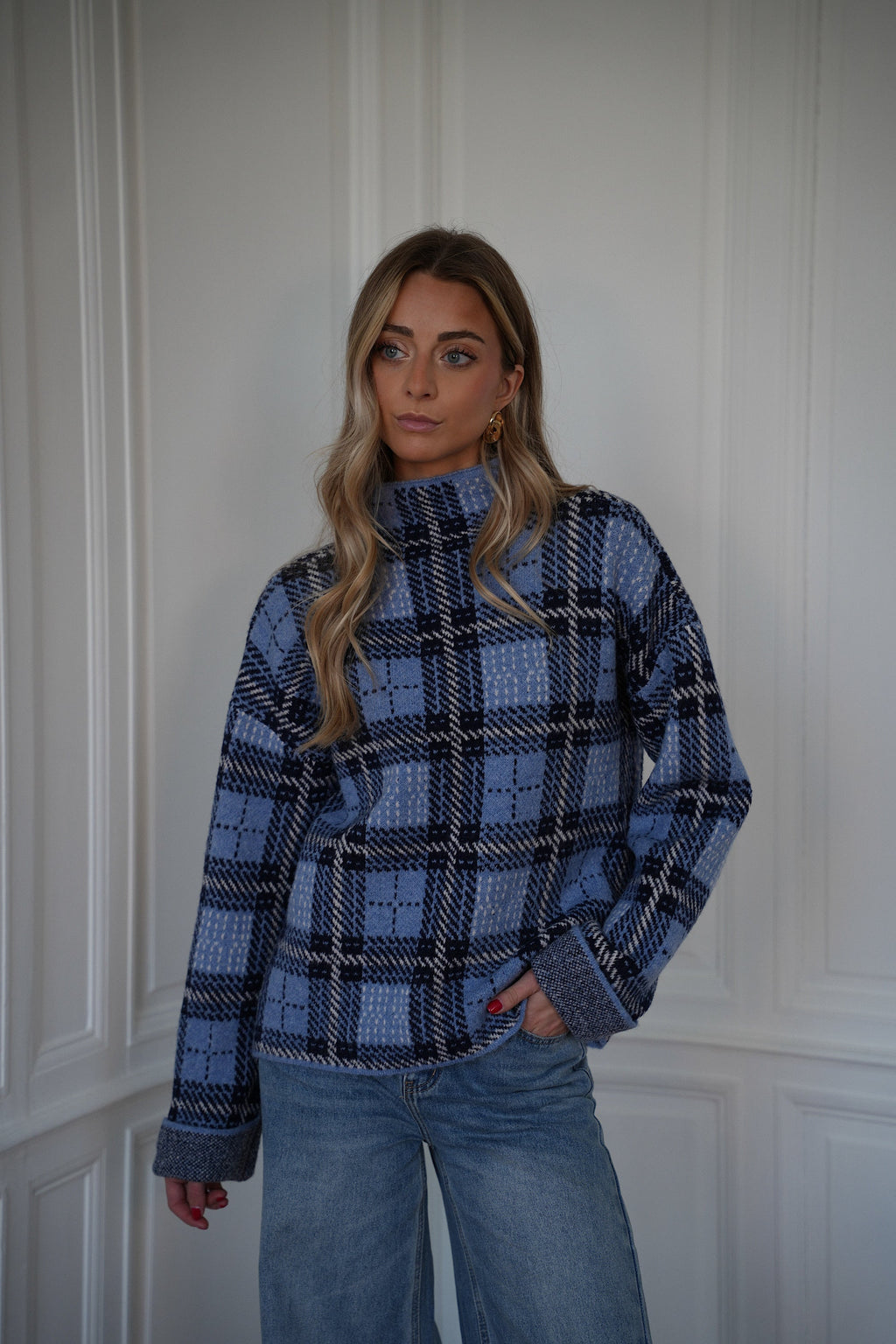 Pull À Carreaux Nala - Bleu