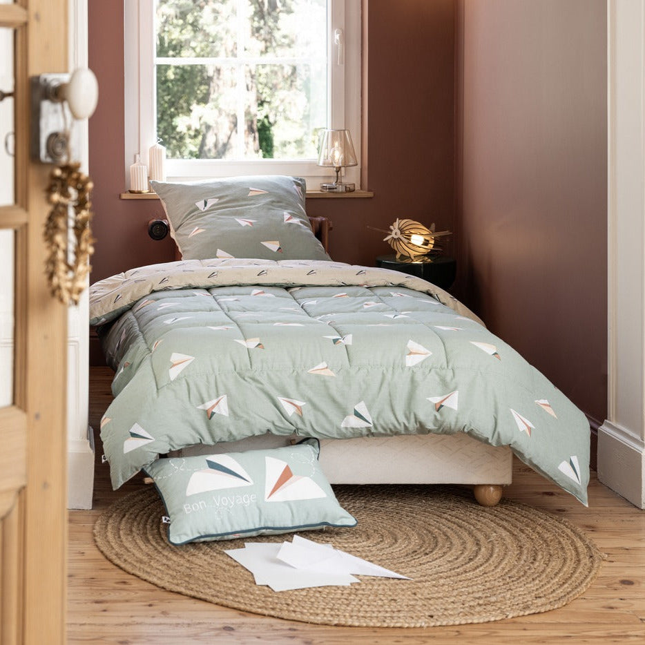 Petits Papiers - Couette Imprimée + Taie(s) D'Oreiller - Coton Imprimé