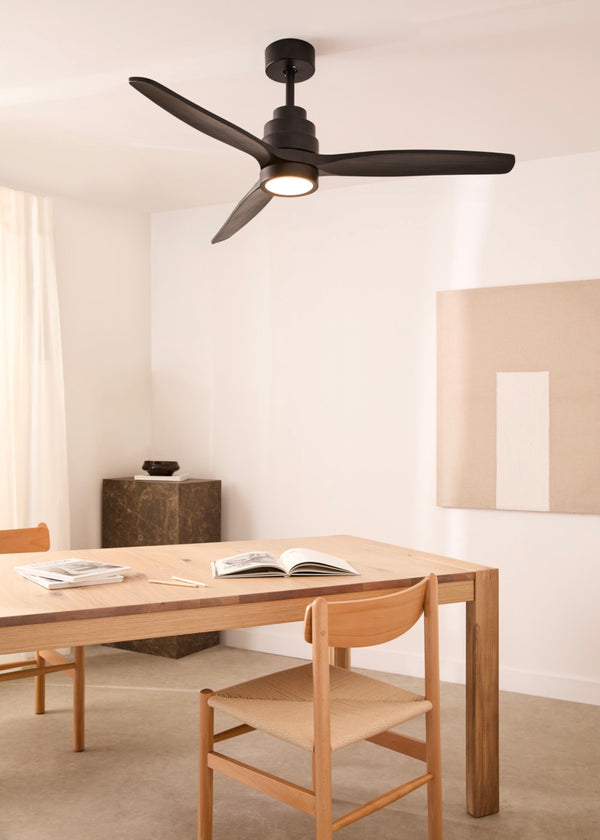 Wind Stylance Natural Wood - Ventilateur De Plafond 40W Silencieux 100% Bois - Noir