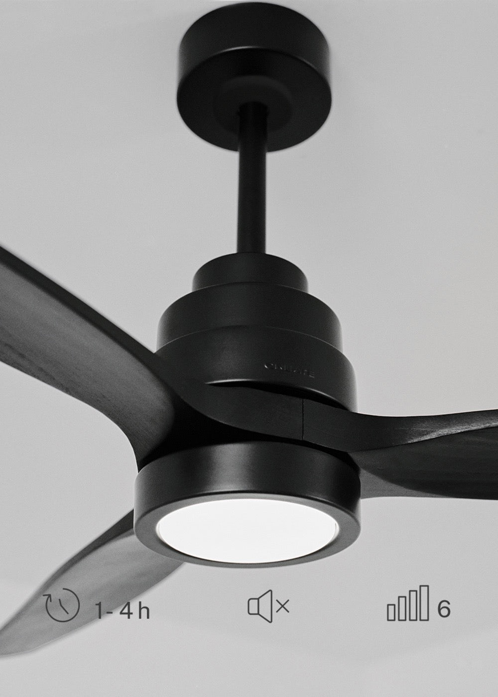Wind Stylance Natural Wood - Ventilateur De Plafond 40W Silencieux 100% Bois - Noir