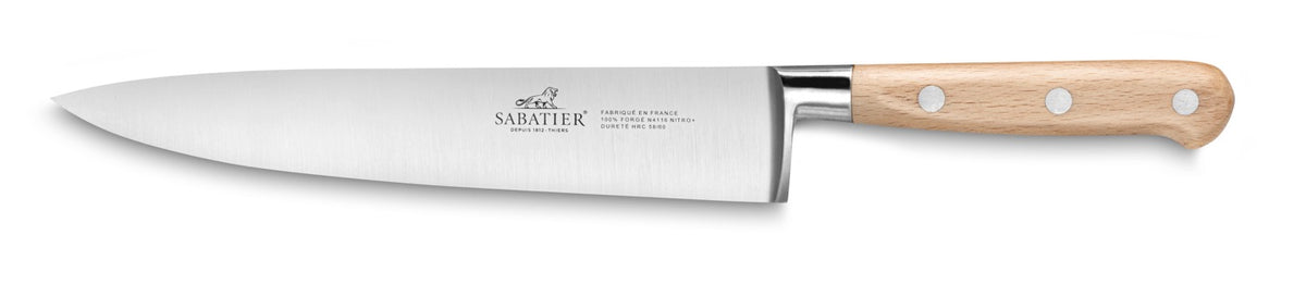 De Buyer – Idéal Brocéliande - Couteau À Découper Forgé - Inox - Hêtre, couteau de cuisine avec une lame en acier et un manche en bois clair