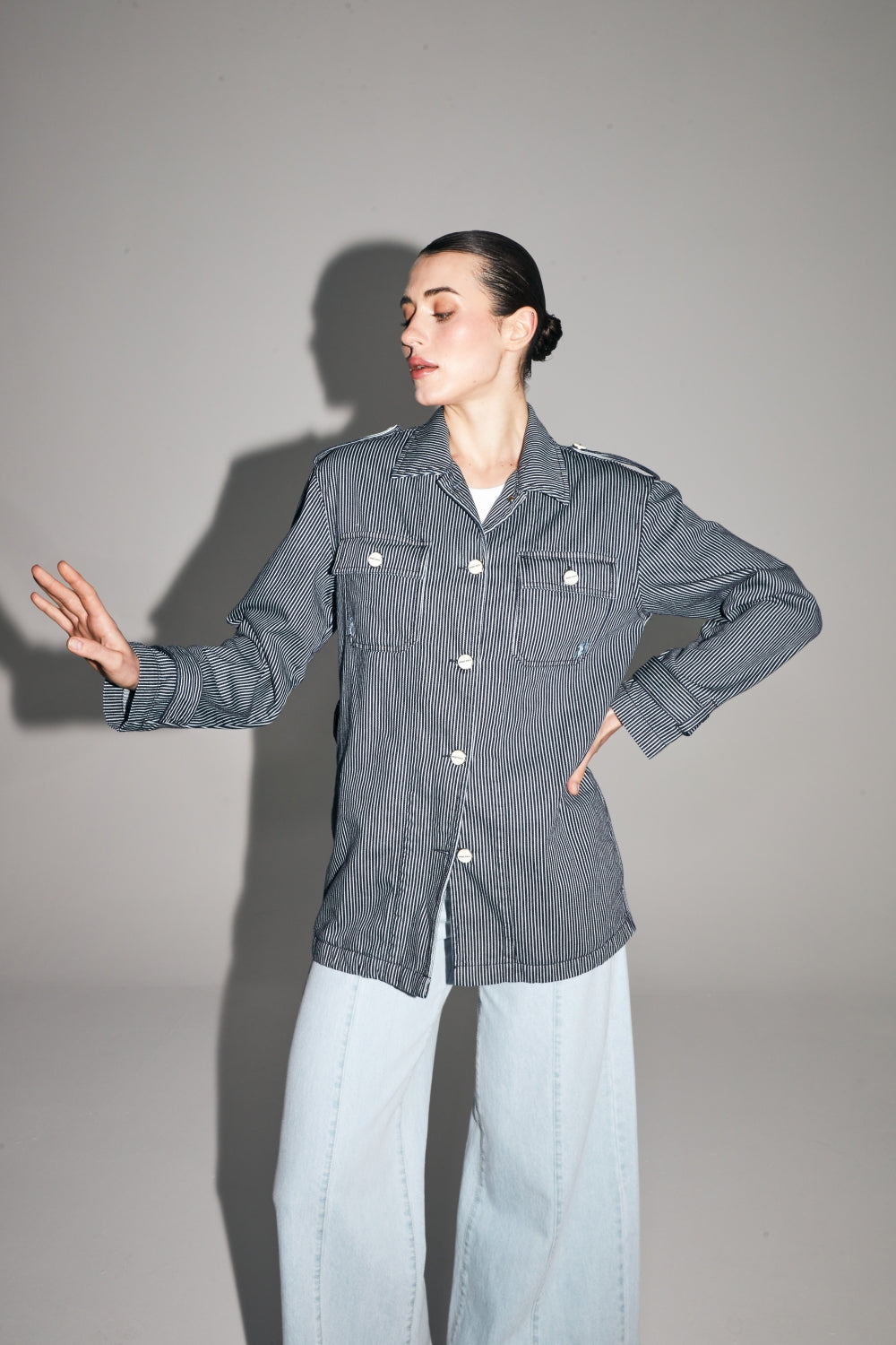 The Workwear Striped Sailor Denim Jacket Made In Portugal