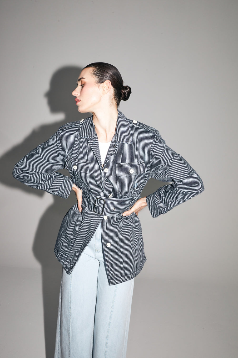 The Workwear Striped Sailor Denim Jacket Made In Portugal