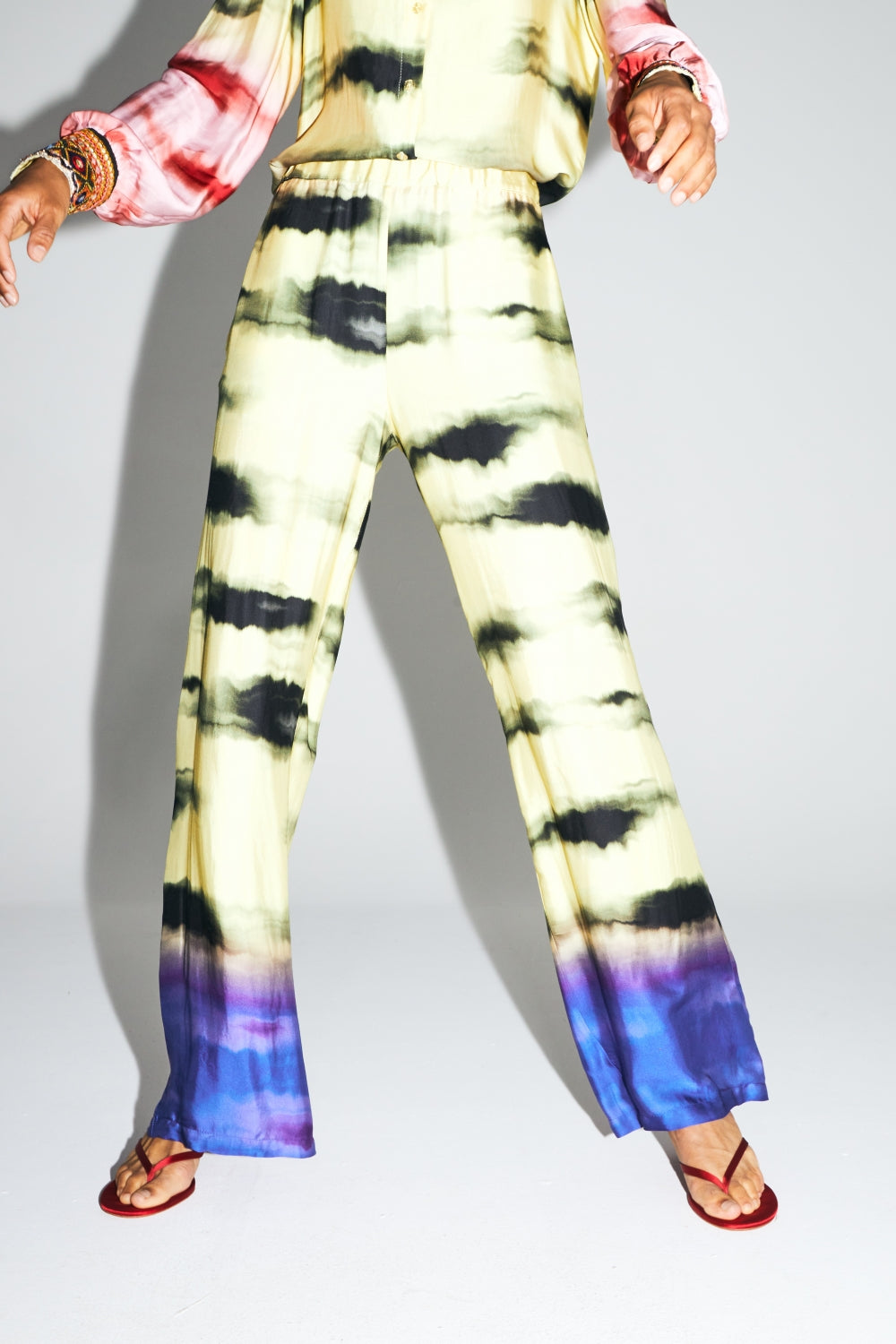 Los pantalones Aurora estampados Funky Tie And Dye fabricados en Italia