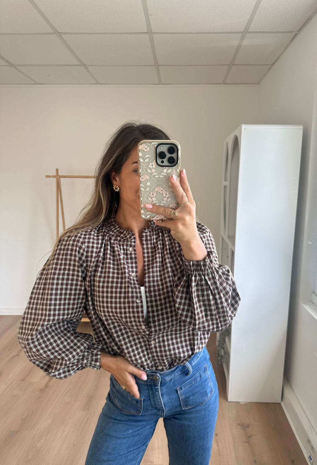 Sybille brown check blouse