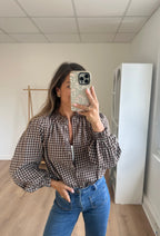 Sybille brown check blouse