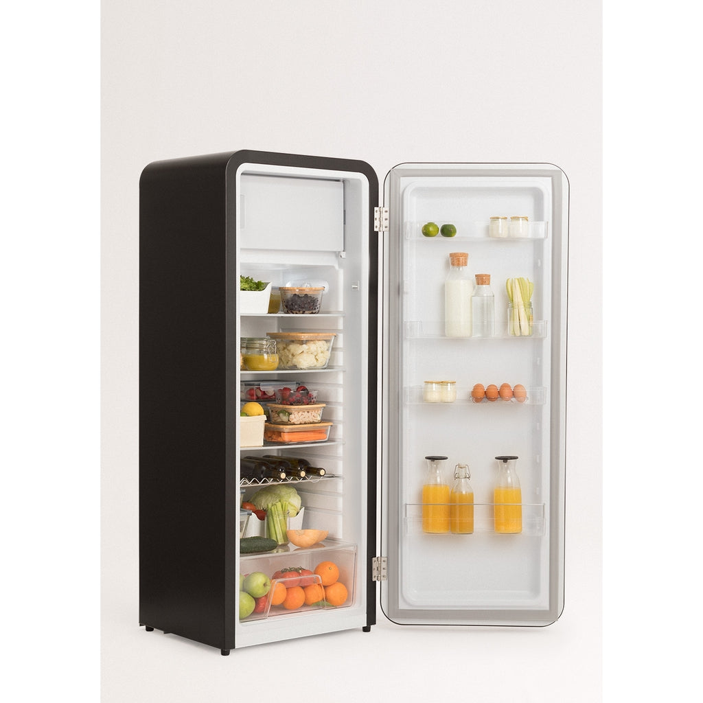 Retro Fridge 281L - Réfrigérateur Rétro - Noir Poignées Noires