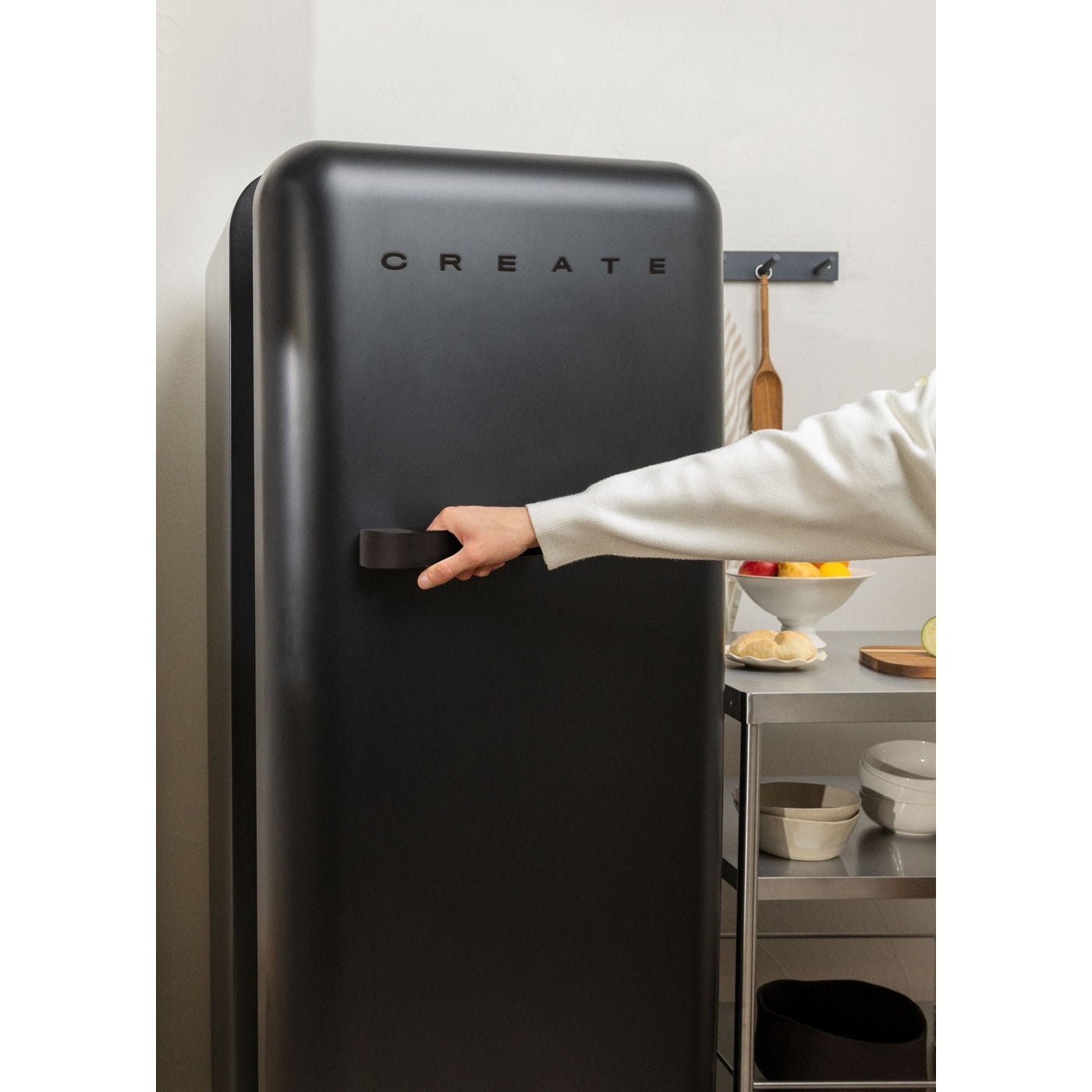 Retro Fridge 281L - Réfrigérateur Rétro - Noir Poignées Noires