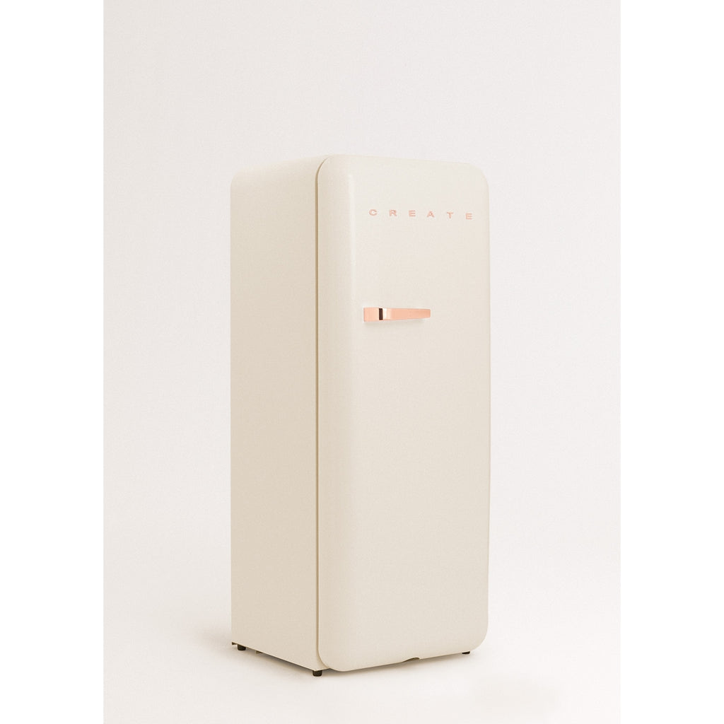 Retro Fridge 281L - Réfrigérateur Rétro - Blanc Cassé Poignées Or Rose