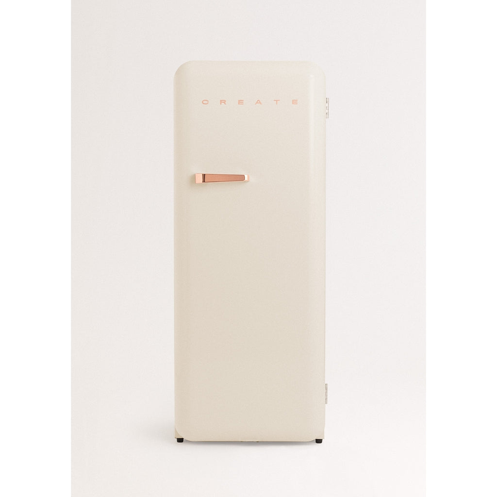 Retro Fridge 281L - Réfrigérateur Rétro - Blanc Cassé Poignées Or Rose