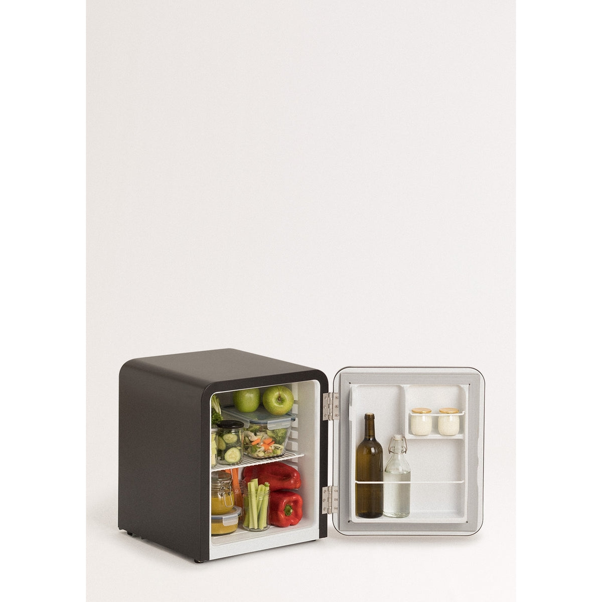 Retro Fridge 48L - Réfrigérateur Rétro - Noir Poignées Or Rose