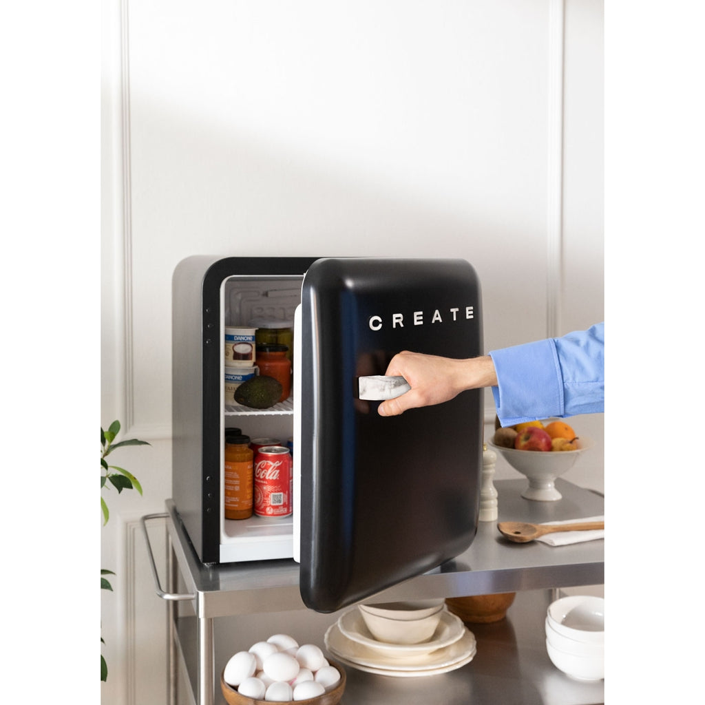Retro Fridge 48L - Réfrigérateur Rétro - Noir Poignées Marbre