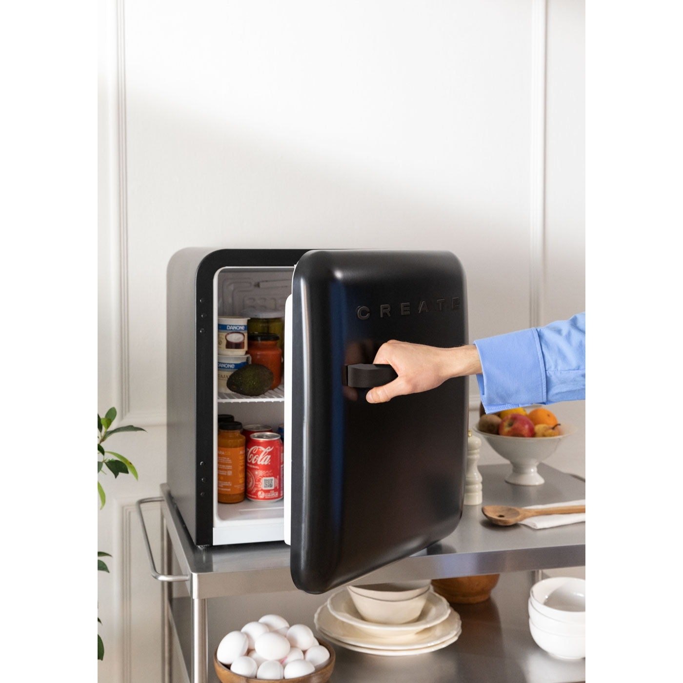 Retro Fridge 48L - Réfrigérateur Rétro - Noir Poignées Noires