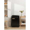 Retro Fridge 107L - Réfrigérateur Rétro - Noir Poignées Or