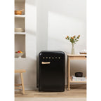 Retro Fridge 107L - Réfrigérateur Rétro - Noir Poignées Or
