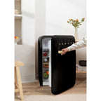 Retro Fridge 107L - Réfrigérateur Rétro - Noir Poignées Or