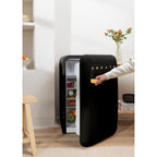 Retro Fridge 107L - Réfrigérateur Rétro - Noir Poignées Bois