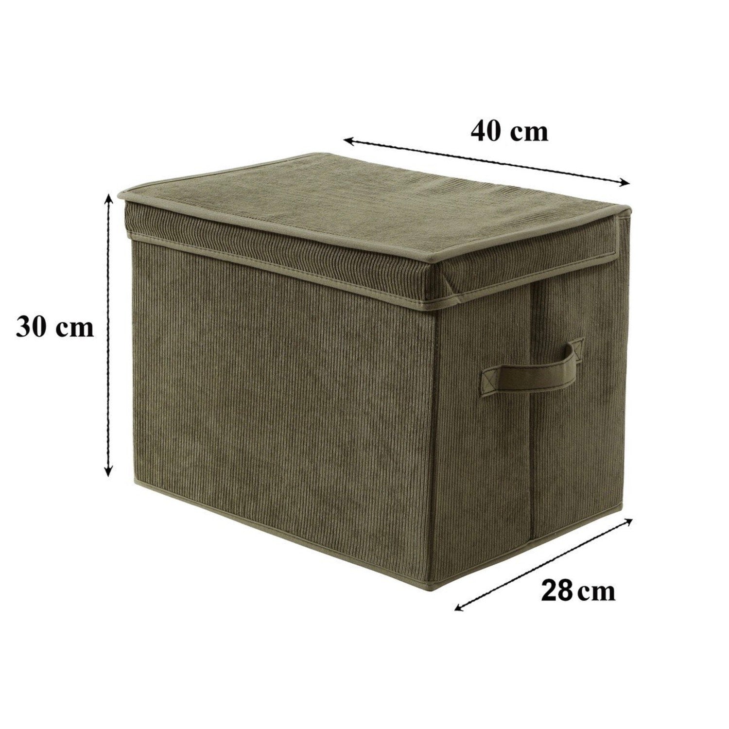 Tall Storage Box with Lid, Corduroy Fabric, Khaki