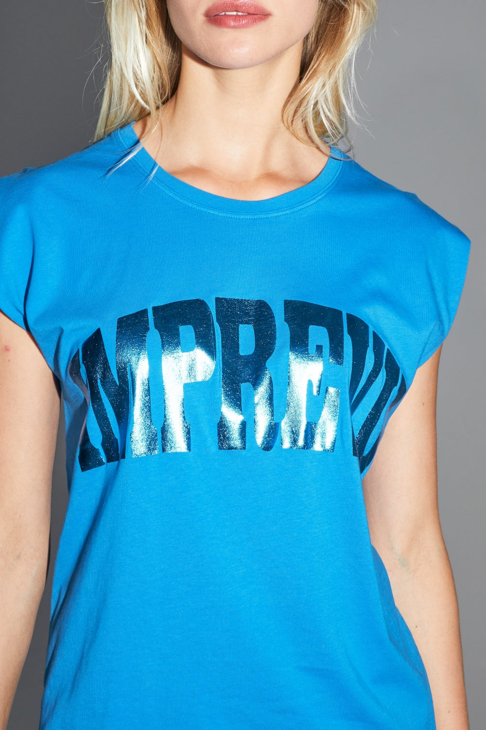 T-Shirt Robbie Foil En Coton Fabriqué Au Portugal - Bleu