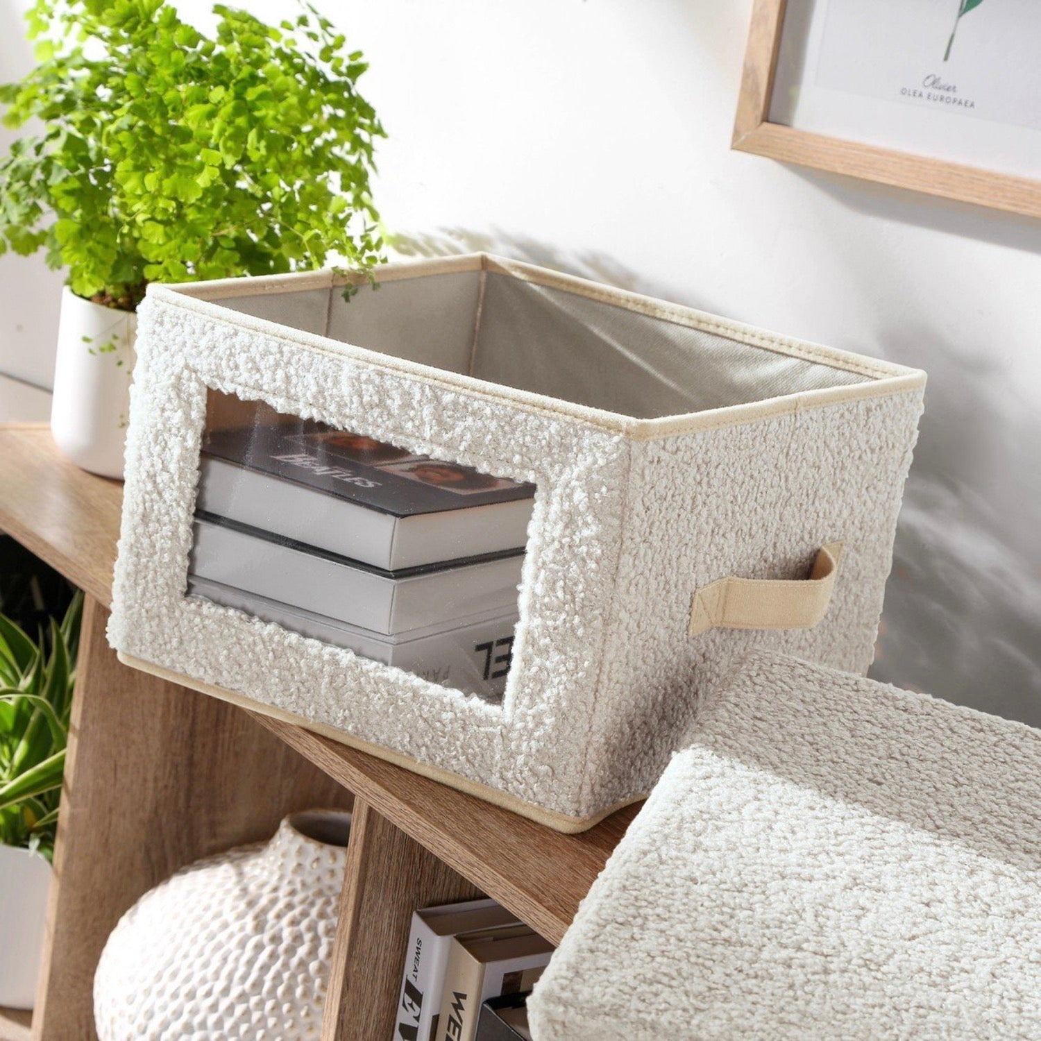 Boîte De Rangement - Tissu - Écru